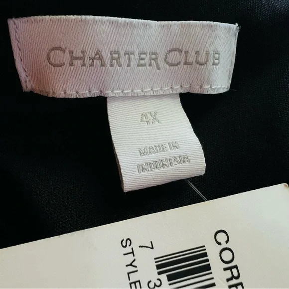 NWT CHARTER CLUB Fit & Flare Lace Overlay Black Knee Length Dress Plus Size 4X - Picture 8 of 10